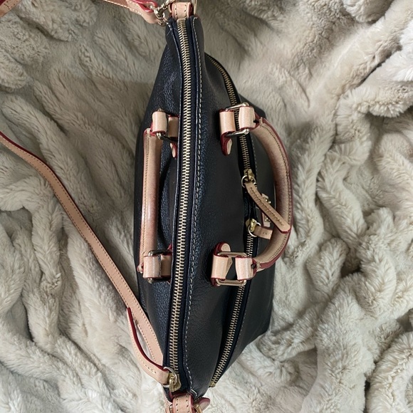 Dooney & Bourke Dillen Double Pocket Satchel Black & Tan - Picture 6 of 12